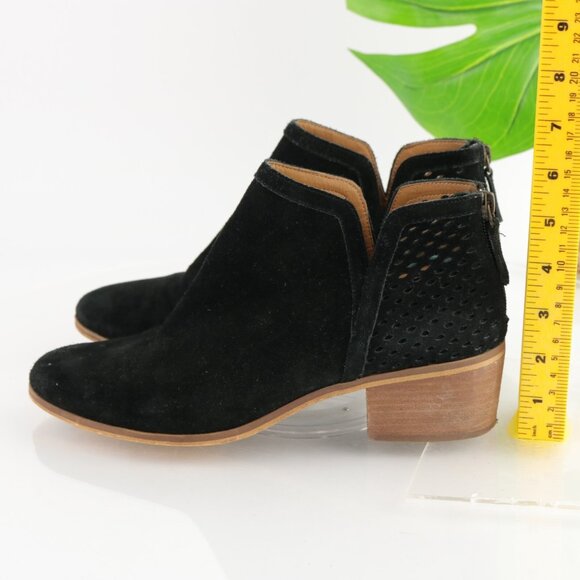 Susina Womens Blakely Boot Size 9.5 Black Suede Perforated Block Heel Bootie - Picture 5 of 12